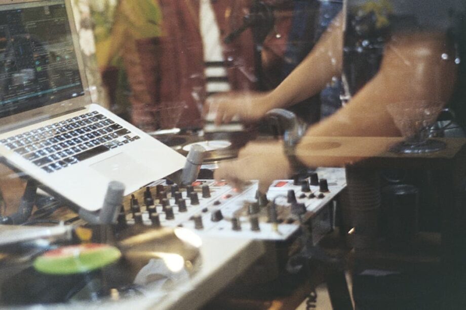 Laptop and DJ board