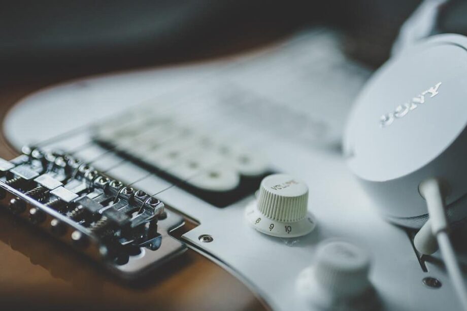 Headphones and guitar